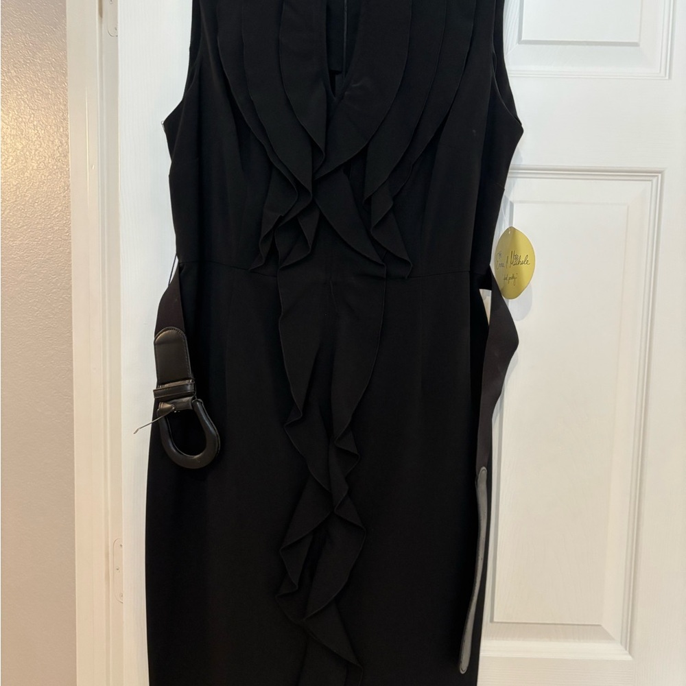 NWT Emma & Michele Black Ruffled Dress Sz 14